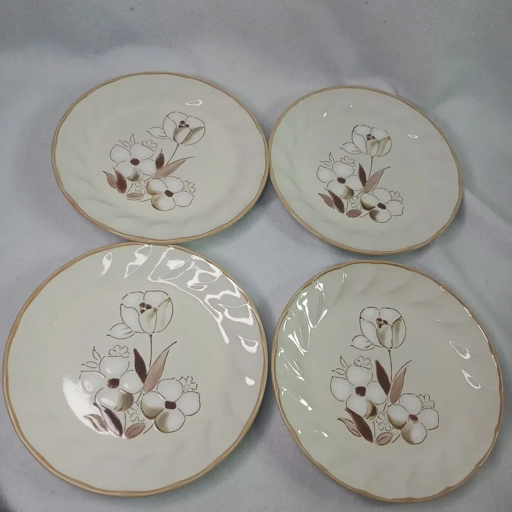 Sculptura Hearthside Stoneware Felicity 4 Salad Luncheon Plates 7.75